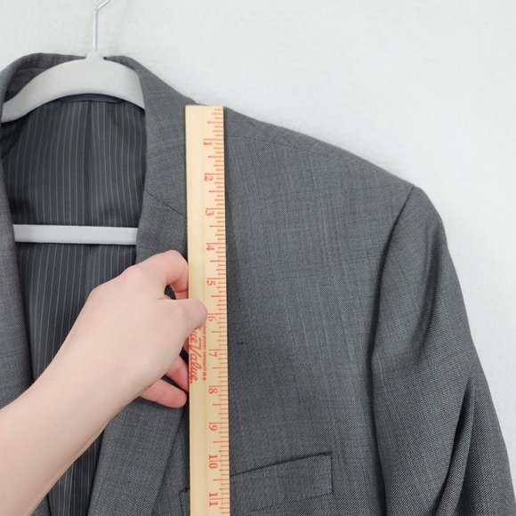 Calvin Klein Jacket Mens 46 Regular Gray Wool Slim Fit Blazer Suit Coat Career - Picture 7 of 15